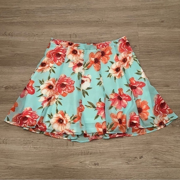 Show Me Your Mumu Skater Mini Skirt Devon Floral Print Blue Pink Lined Size S - Picture 5 of 10